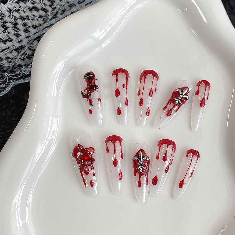 Drip Tip Resin - 10 Uñas Postizas Largas Almendradas con